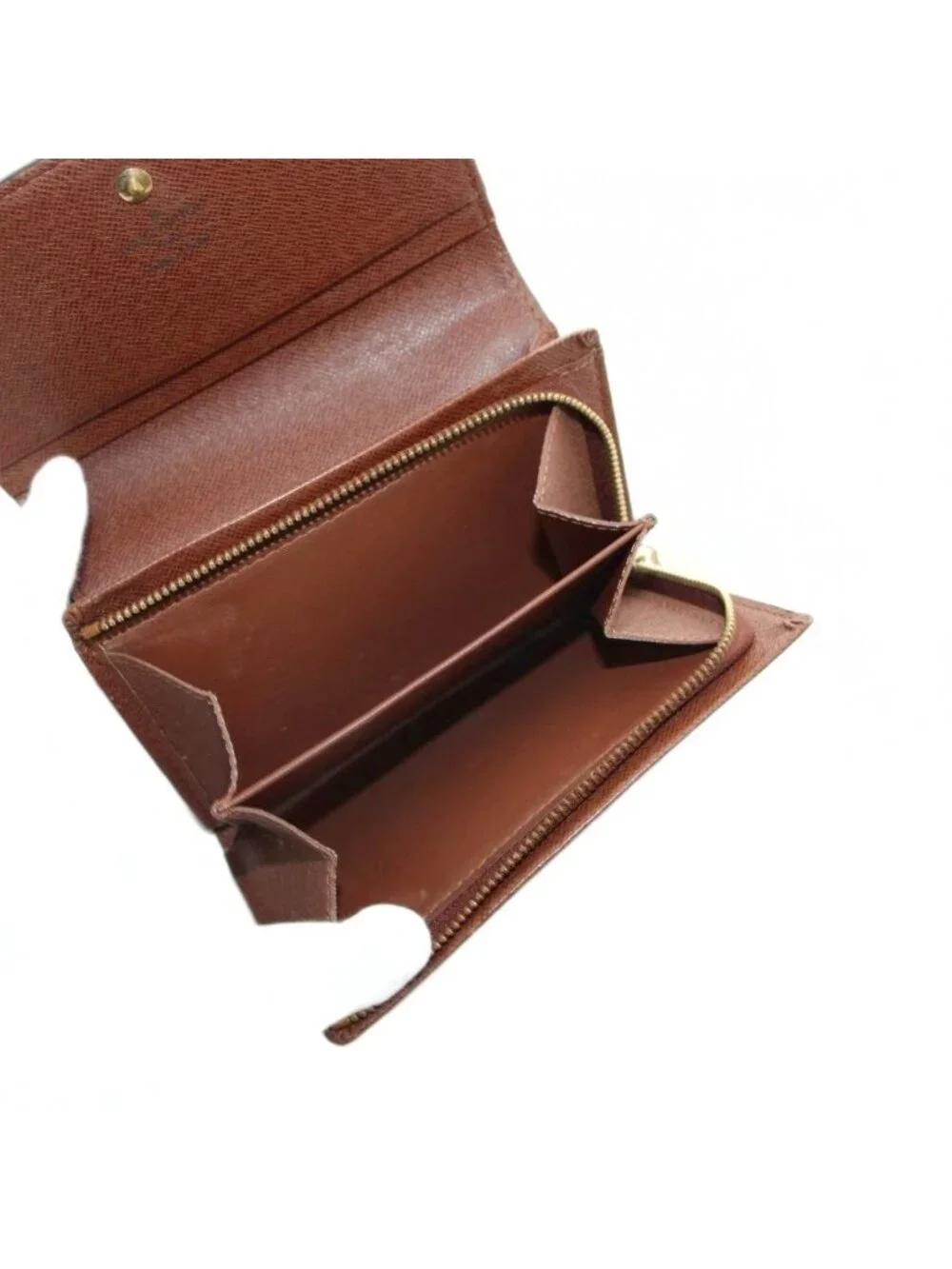 Louis Vuitton Portefeuille Tresor Monogram Wallet Bifold Coin Purse Brown